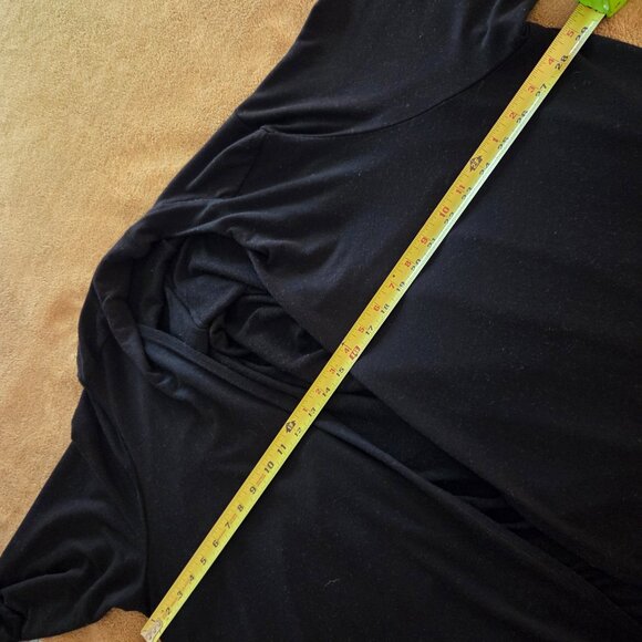 Susan Graver Weekend Black Open Duster Midi Cardigan Pockets Plus 3X Liquid Knit - Picture 9 of 10